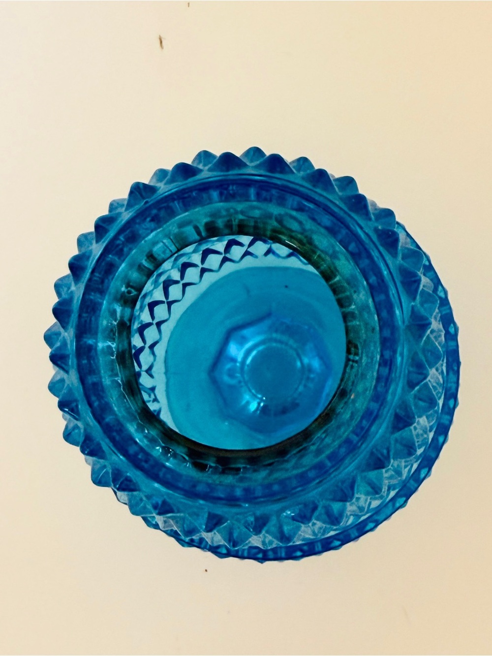 Vintage Indiana Glass Diamond Point Fairy Lamp Ice Blue Kimberlite MCM - Picture 5 of 7